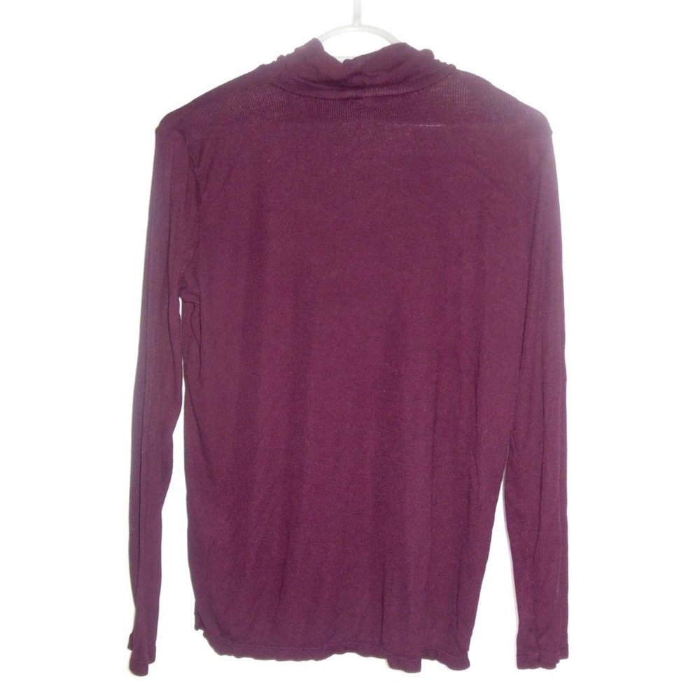 Jones New York Womens Ribbed Turtleneck Shirt in Dark Burgundy Size L - Picture 3 of 3